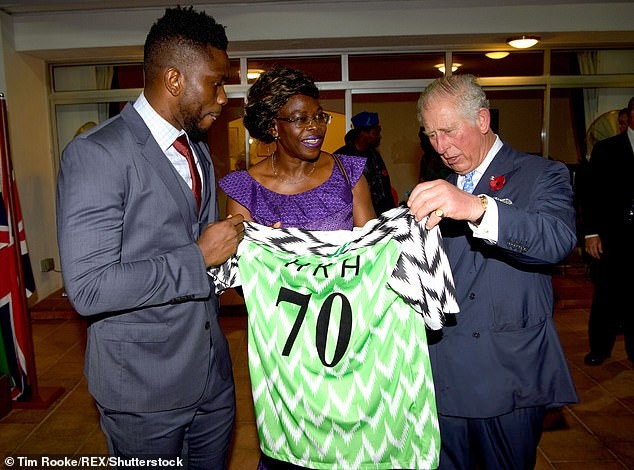 Photos of Joseph Yobo presenting Nigerian jersey to Prince Charles in Lagos