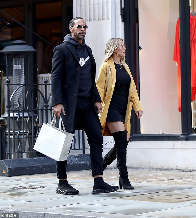 Newly engaged couple Rio Ferdinand and Kate Wright are seen for the first time in London after Abu Dhabi proposal (Photos)