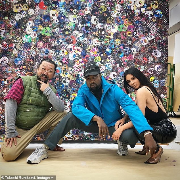 Kim Kardashian and Kanye West strike a pose with famous artist Takashi Murakami in Tokyo (Photos)