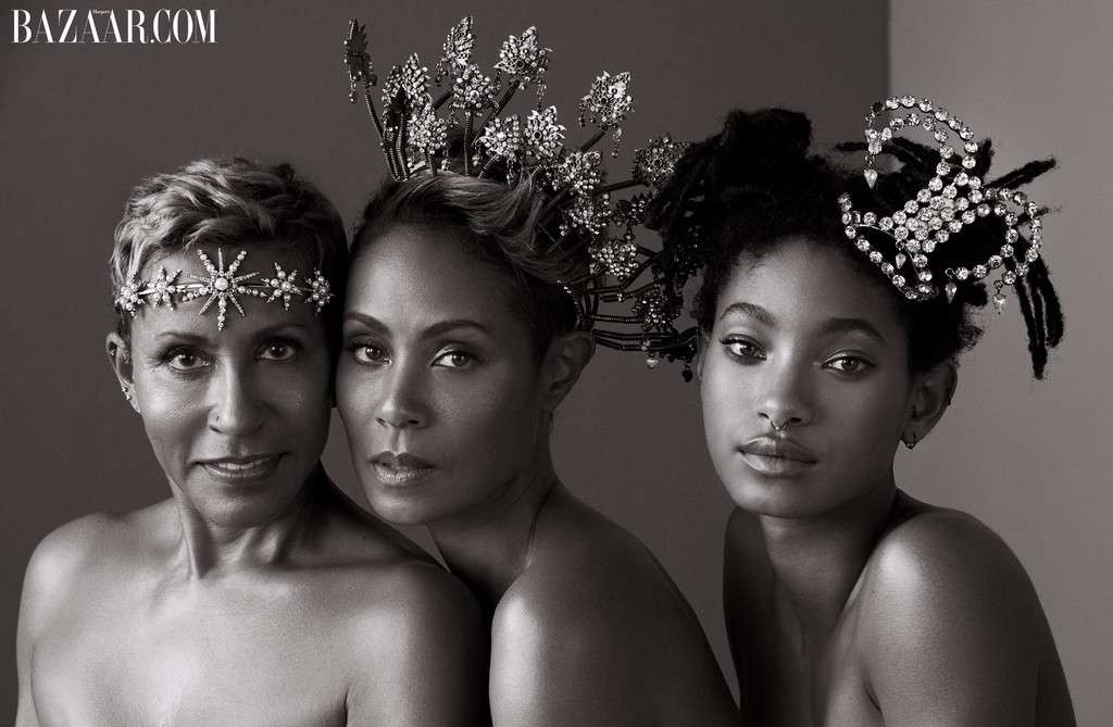 Three generations of beauty! Jada Pinkett Smith, her mom and daughter go topless as they Cover Harper?s Bazaar (Photos)