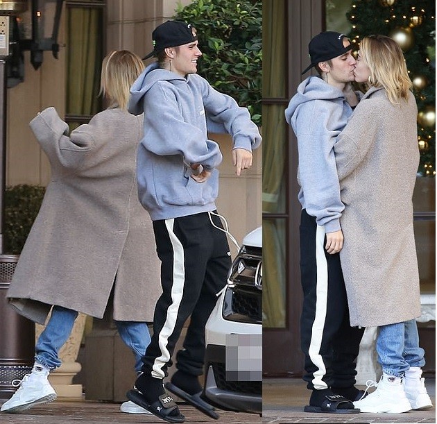 Justin Bieber and wife Hailey Baldwin show off their dance moves?before sharing a passionate kiss in Beverly Hills (Photos)