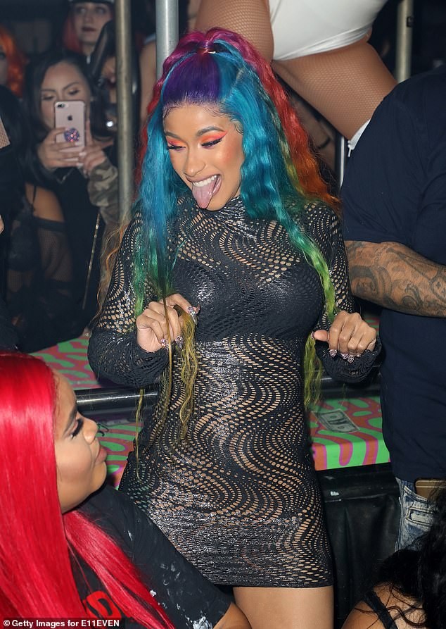Cardi B parties in a revealing dress after announcing split from Offset