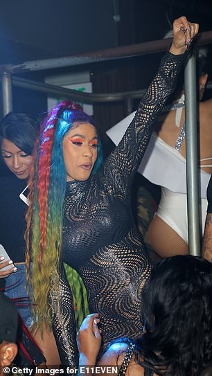 Cardi B parties in a revealing dress after announcing split from Offset