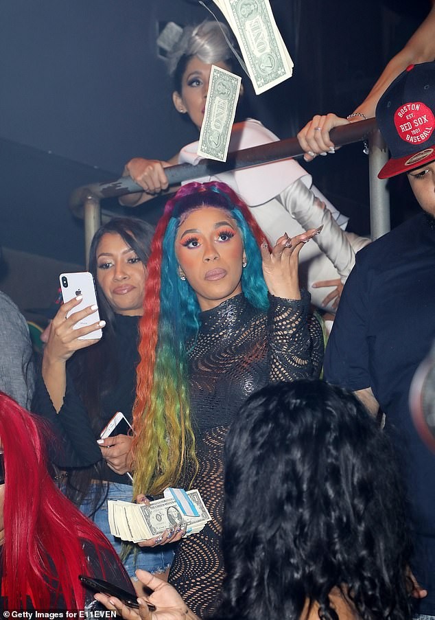 Cardi B parties in a revealing dress after announcing split from Offset
