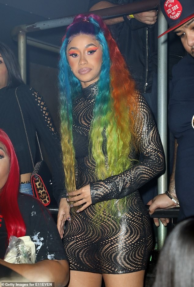 Cardi B parties in a revealing dress after announcing split from Offset