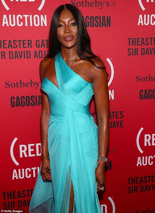 Naomi Campbell dazzles in electric blue gown as she attends an event in Maimi (Photos)