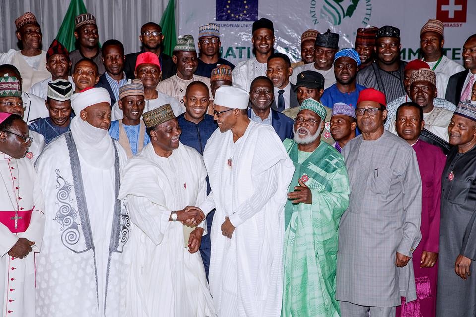 Photos: Atiku absent as President Buhari, other presidential candidates sign peace accord for peaceful election