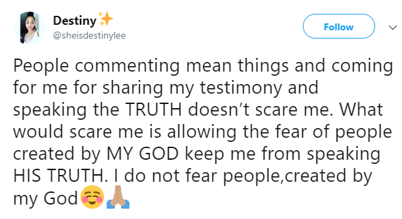 Lesbian testifies after God delivered her