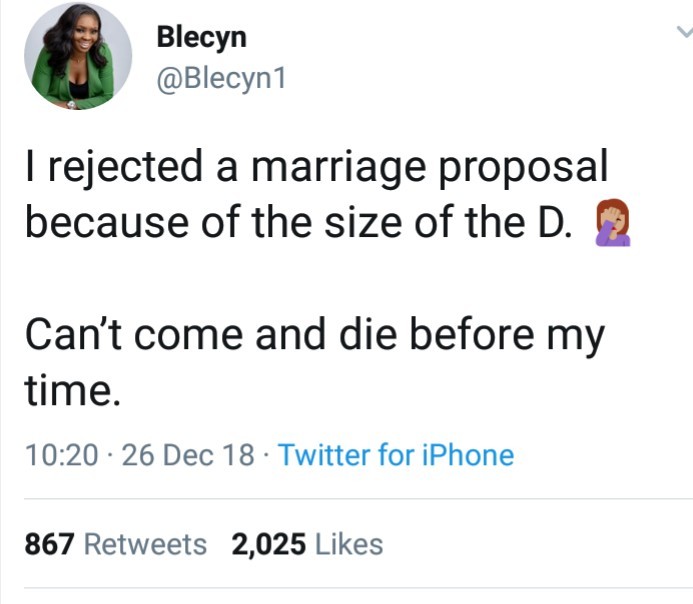 "I rejected a marriage proposal because of the size of the D" - Show host reveals (screenshots)