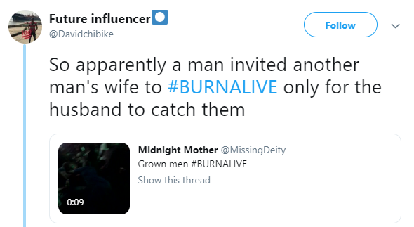Trending video of a husband fighting another man for taking his wife to BurnaBoy