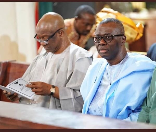 PDP and APC Lagos governorship candidates Jimi Agbaje and Jide Sanwoolu pictured together in church on New Year Day (Photos)