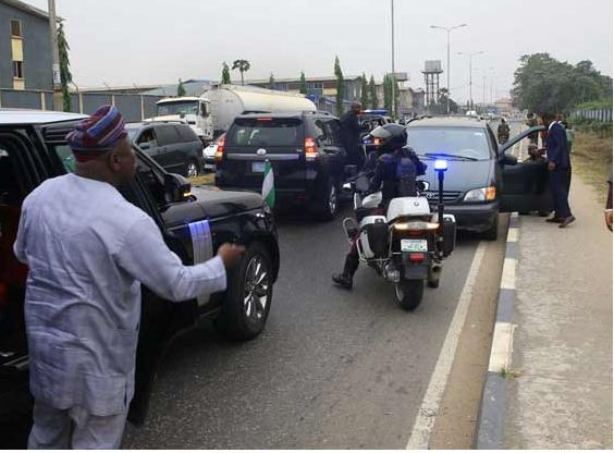 Photos: Like Fashola, Governor?Ambode arrests?soldier driving against traffic in Lagos