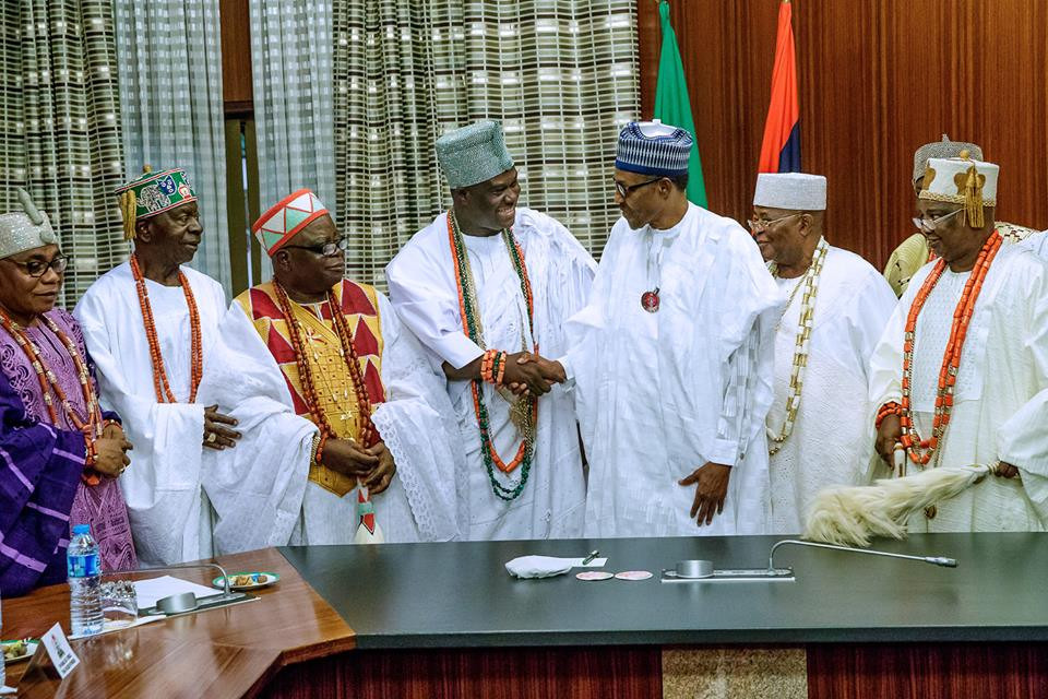 2019: President Buhari receives courtesy visit from Ooni of Ife and other monarchs (photos)