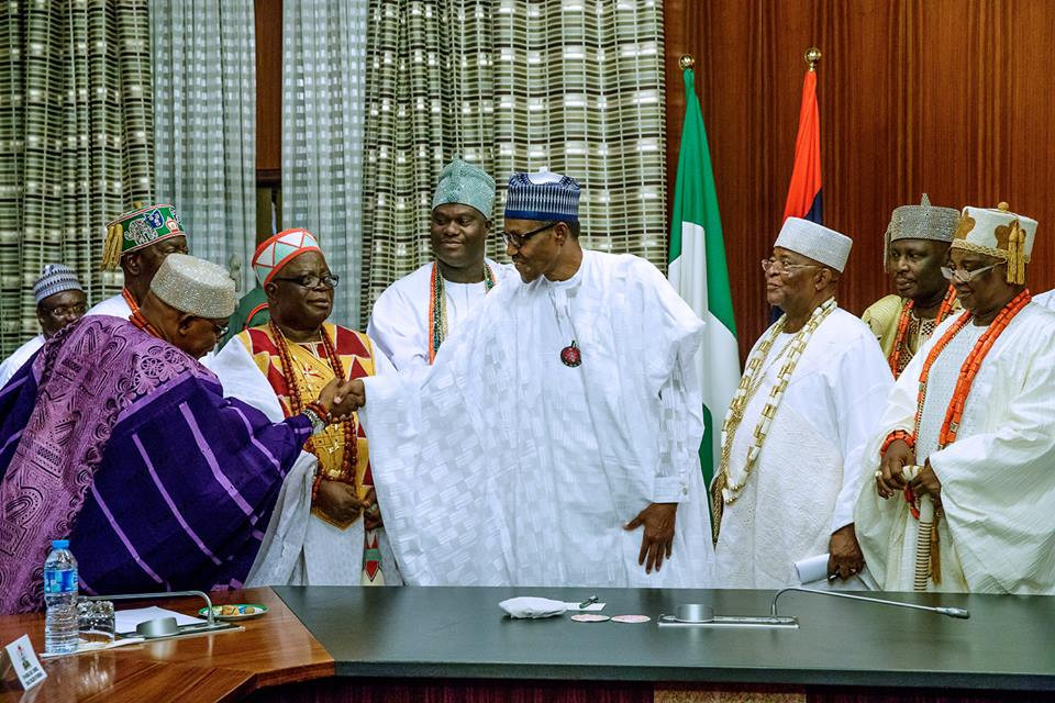 2019: President Buhari receives courtesy visit from Ooni of Ife and other monarchs (photos)