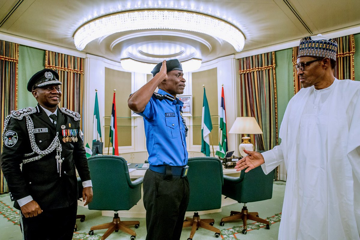 Breaking: President Buhari decorates Mohammed Adamu as the new acting Inspector General of Police (photos)