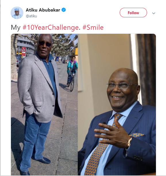 Atiku and Otedola join the #10yearschallenge