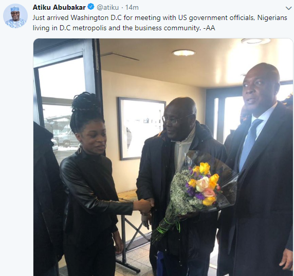 Photos: Atiku Abubakar arrives Washington DC for a meeting with US government officials