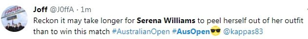 See the figure-hugging bodysuit Serena Williams wore at the Australian Open clash that is causing a stir online ( Photos)