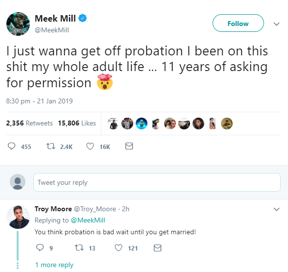 Meek Mill laments being on probation for the past 11 years of his life