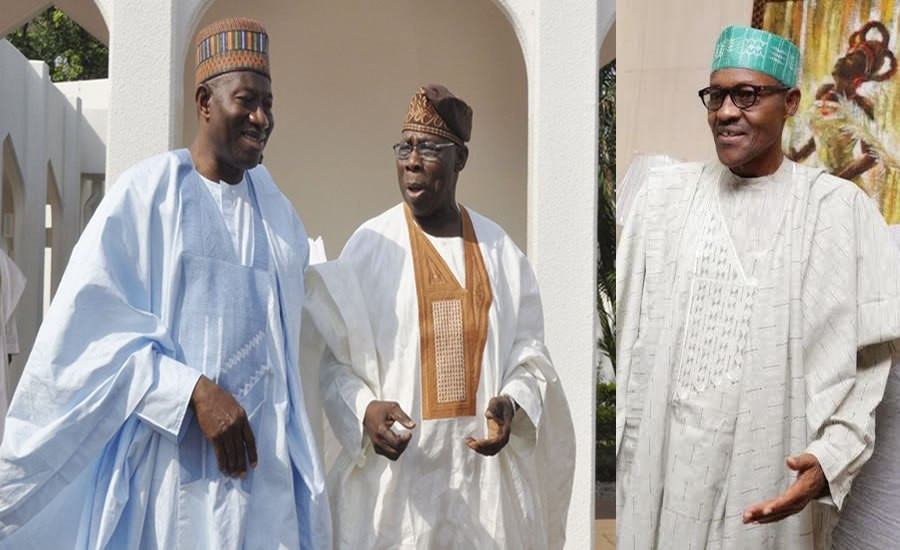 Buhari, Obasanjo, Jonathan, in closed door meeting in Aso Rock