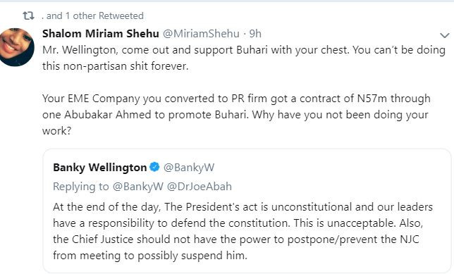 Banky W threatens to sue Miriam Shehu over claims he collected N57million from President Buhari