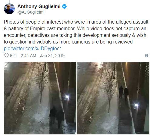 Chicago Police release two photos of potential persons of interest in the Jussie Smollett?hate crime attack