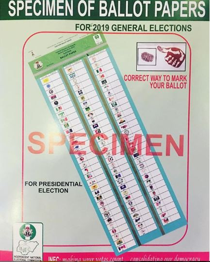 #NigeriaDecides2019: INEC releases specimen of ballot papers ahead of the general?elections