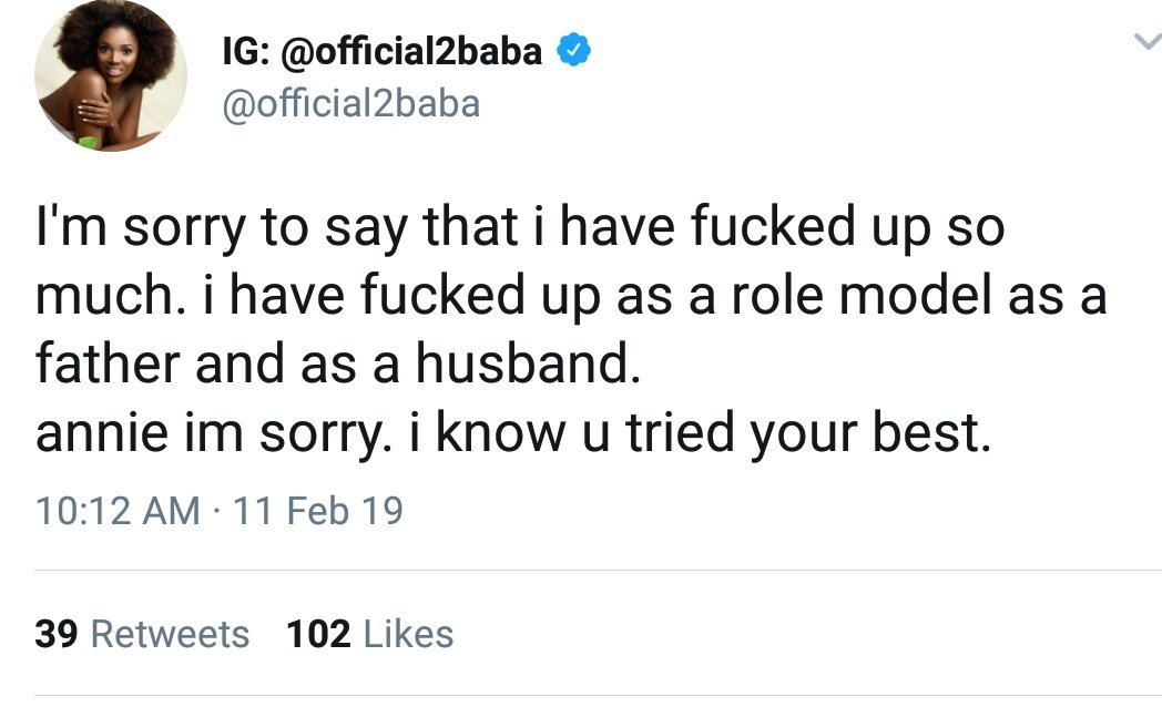 Trouble in paradise? 2Face Idibia shares troubling tweets about his marriage to Annie