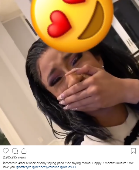 Cardi B is emotional as she hears her 7-month-old daughter say 