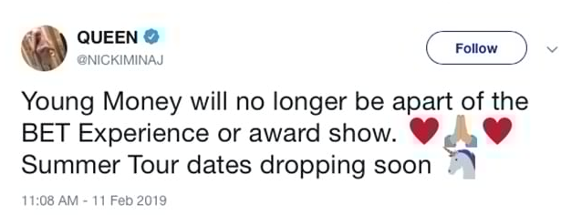  BET apologises to Nicki Minaj for shading her while congratulating Cardi B on her Grammy win