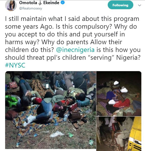 Why do parents allow their children do NYSC? - Omotola reacts to INEC