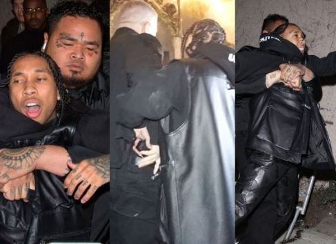 Photos: Tyga reaches for a gun after he was violently dragged out of Floyd Mayweather