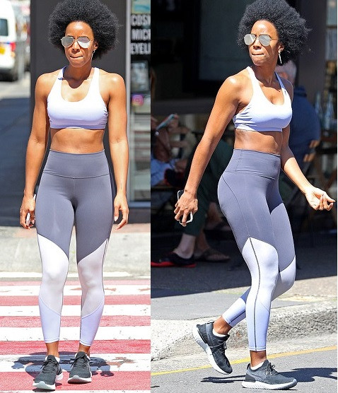 Kelly Rowland flaunts her incredible abs in a tiny crop top and gym gear in Sydney (Photos)