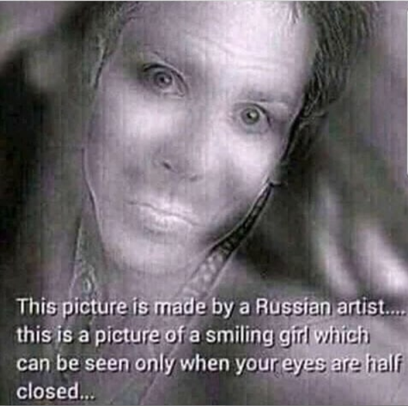 See viral picture made by Russian artist who drew girl smiling but you can only see it when your eyes are half closed