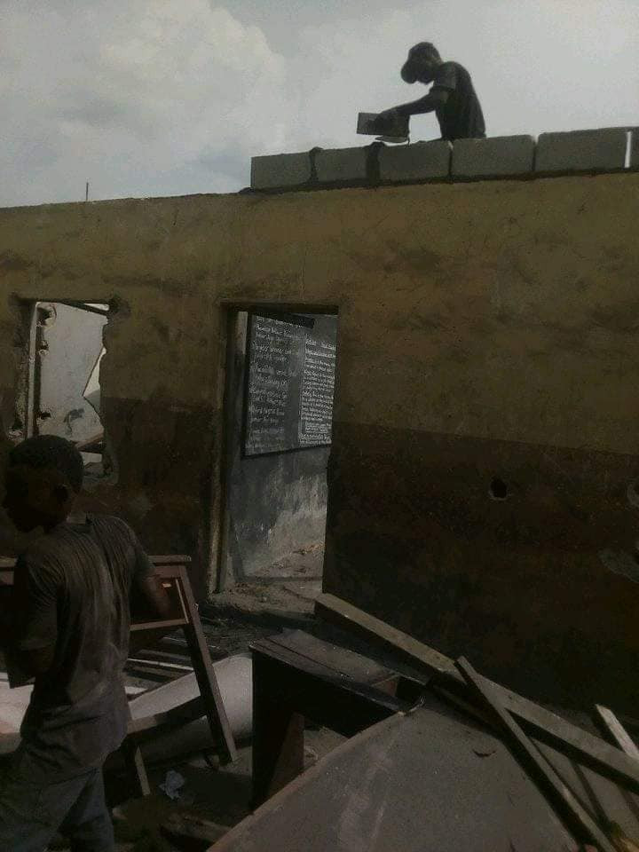 Photos: Delta state government begins renovation on primary school after video of little girl complaining about being sent home went viral