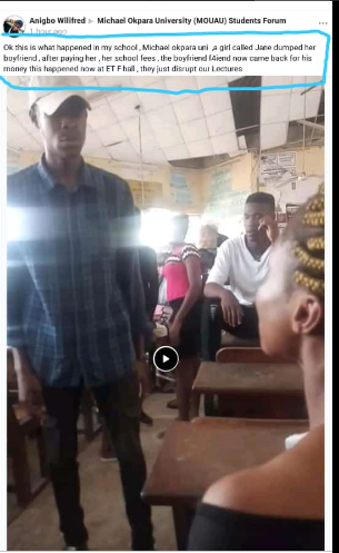 MOUAU student fights girlfriend in front of schoolmates over ?20K (video)