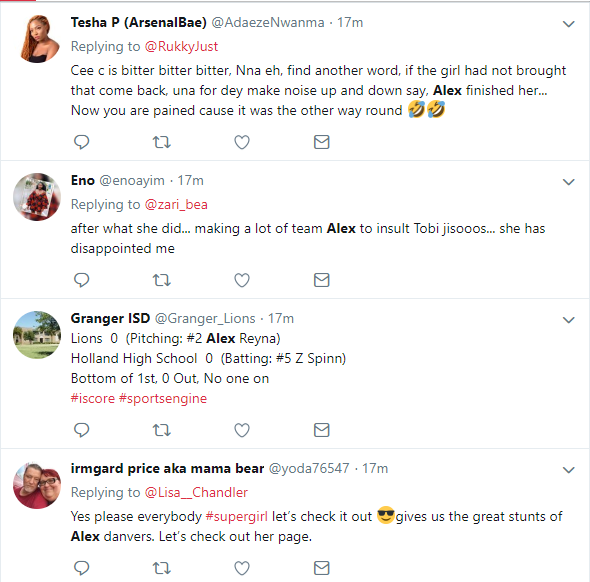 ?#BBNReunion: Twitter Nigeria reacts after Cee-C claimed that Alex and Tobi had sex in her hotel room in SA (Screenshots)