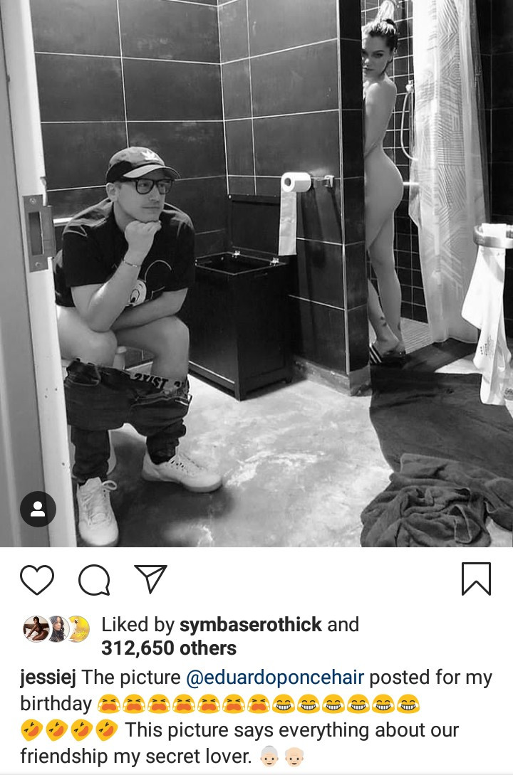 Jessie J shares naked photo of herself in the shower with her male hairstylist and boyfriend Channing Tatum replies
