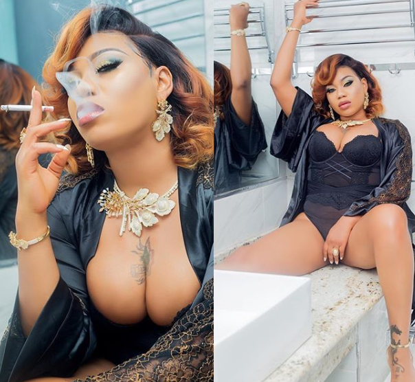 Toyin Lawani flaunts her boobs as she poses in sexy lingerie (Sultry Photos)