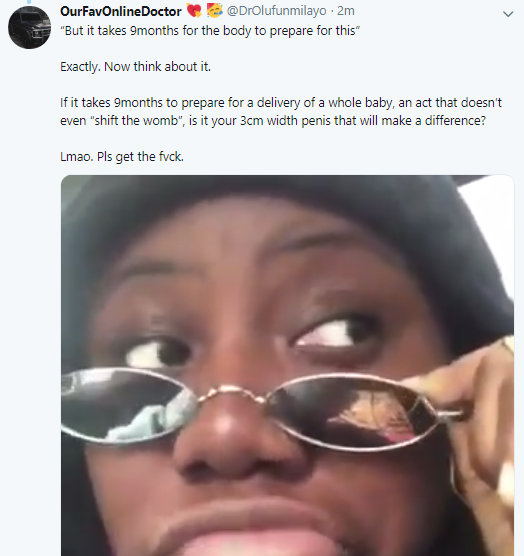 Nigerian medical doctor has a word for men who boast that their male member can shift a woman