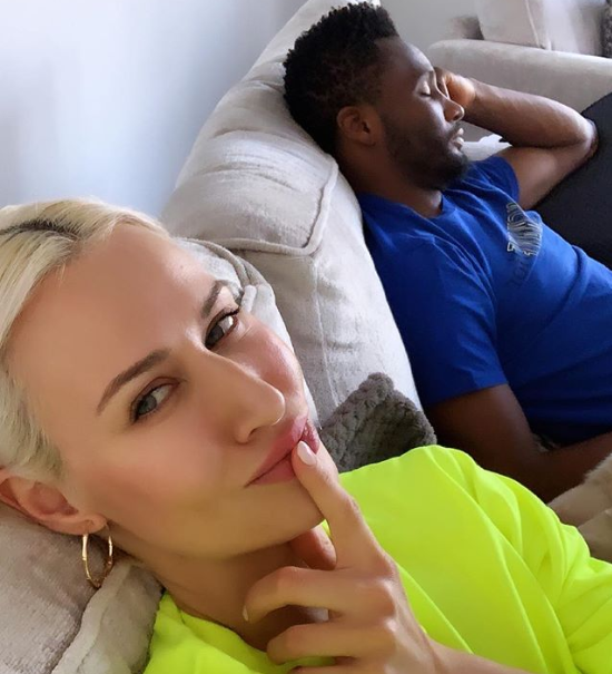 Mikel Obi dozes off as his partner tried to have a conversation with him