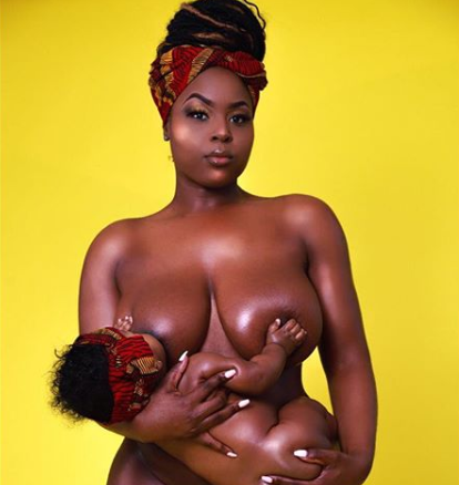 Nursing mother shares completely naked photo of herself breastfeeding her baby daughter