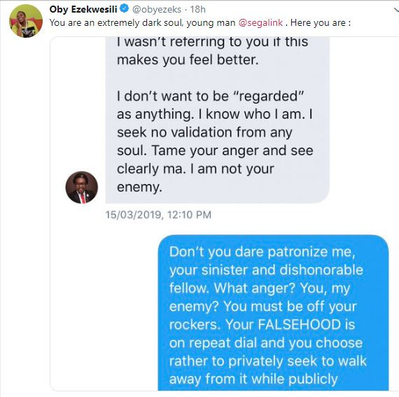 Nigerians take sides as Segalink and Oby Ezekwesili drag each other over 