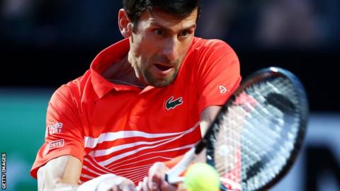 Novak Djokovic in semi-final action at the Italian Open