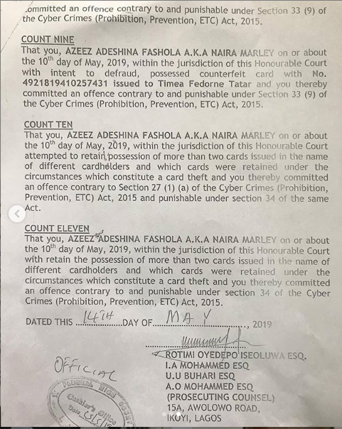 Naira Marley to be arraigned on Monday, as EFCC releases his charge sheet (Photos)