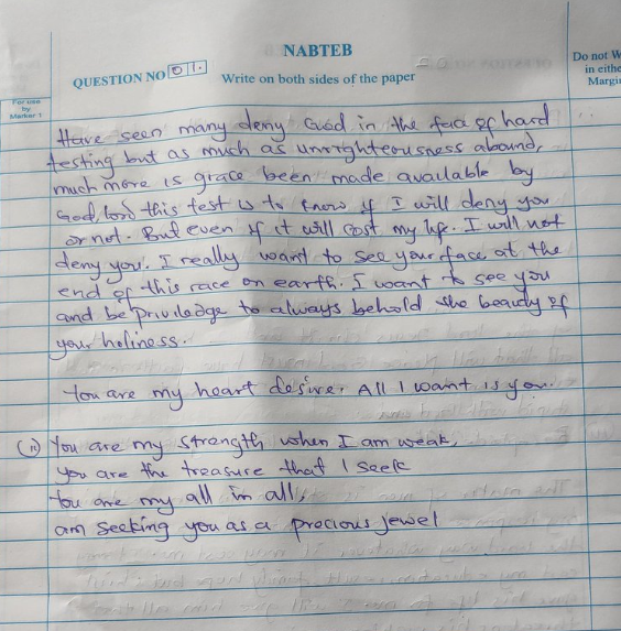 Check out the shocking answers a "born again" Christian student gave in her biology exams after she refused to accept expo