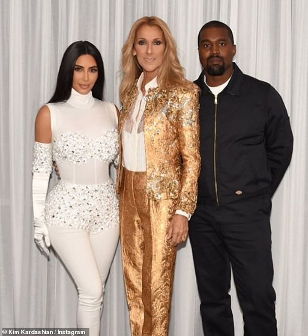 Kim Kardashian stuns in a skintight white catsuit as Kanye West treats her to surprise Celine Dion concert in Las Vegas (Photos)