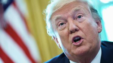 US President Donald Trump speaks before signing an executive order for sanctions on Iran"s supreme leader in the Oval Office of the White House on June 24, 2019.