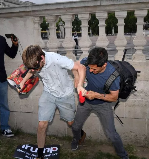 Fight breaks out near Buckingham Palace as Brits protest Donald Trump