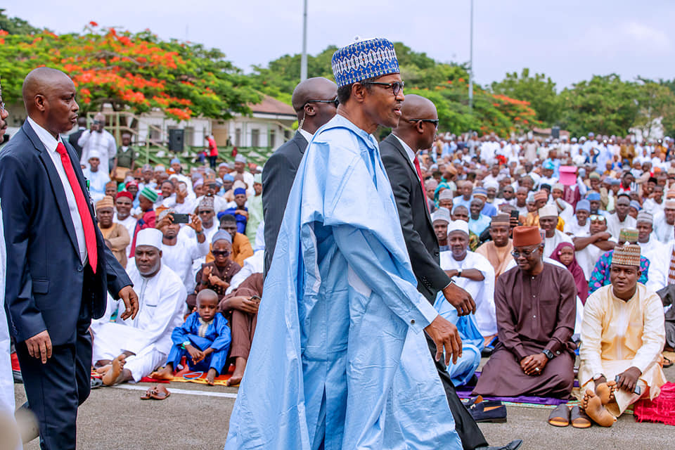 Photos: President Buhari attends Eid El Filtri prayers at the Mabilla Barracks (Photos)